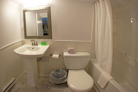 Standard Room, 2 Queen Beds | Bathroom | Combined shower/tub, hair dryer, towels
