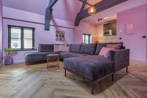 Luxury Apartment Violet, 1 Bedroom, Terrace, City View | Living area | 42-inch LED TV with satellite channels, TV