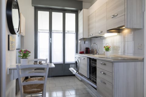 Panoramic Apartment | Private kitchen | Full-size fridge, microwave, stovetop, dishwasher