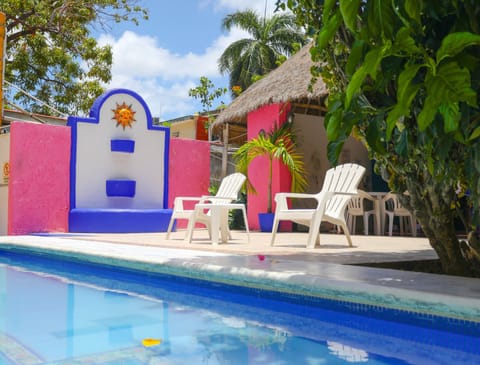 Outdoor pool, sun loungers