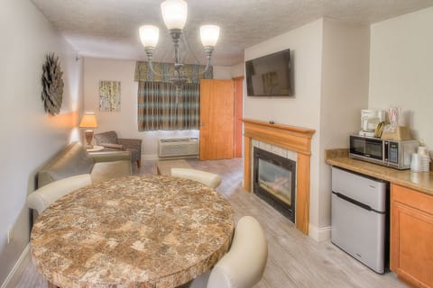 43-inch flat-screen TV with satellite channels, TV