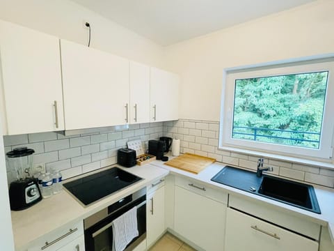 Full-size fridge, microwave, oven, stovetop