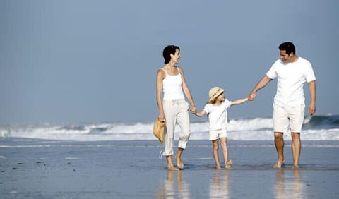 Beach nearby, sun loungers