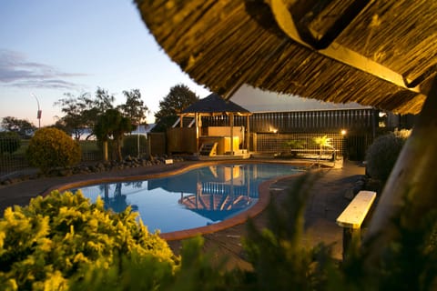 Outdoor pool, sun loungers