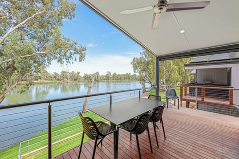 Deluxe Elevated Riverfront Cabin | Terrace/patio