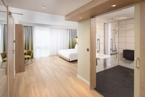 Room, 1 Queen Bed, Accessible | Bathroom | Shower, rainfall showerhead, eco-friendly toiletries, hair dryer