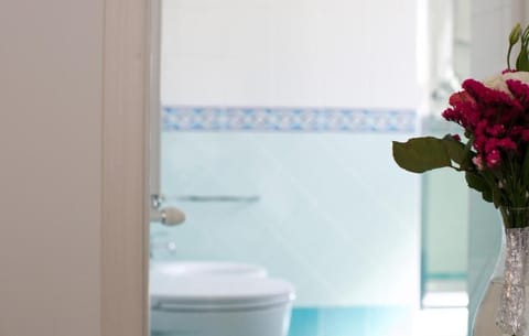 Rainfall showerhead, hair dryer, bidet, towels