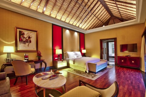 One Bedroom Pool Villa | Living area | 49-inch LED TV with cable channels, iPod dock