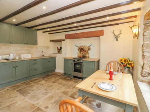 Fridge, electric kettle, toaster, cookware/dishes/utensils