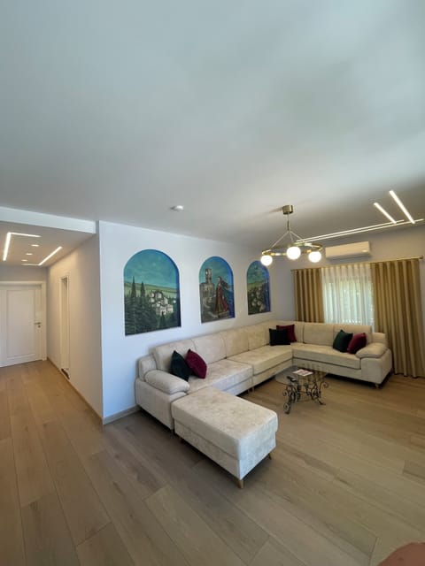 Flat-screen TV, fireplace