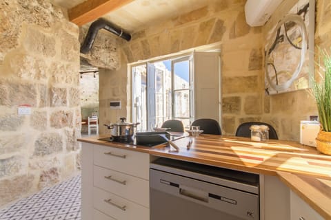 Family Villa, Multiple Bedrooms, 2 Bathrooms (Pleasant stone house & jacuzzi St) | Private kitchen | Fridge, microwave, oven, stovetop