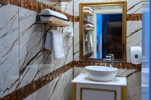 Panoramic Room | Bathroom | Shower, hair dryer, bathrobes, slippers