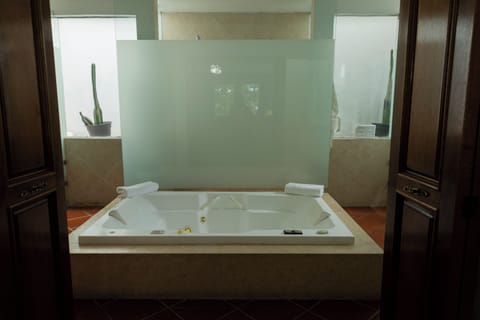 Premier Suite, 1 King Bed, Hot Tub | Bathroom | Shower, free toiletries, hair dryer, bathrobes