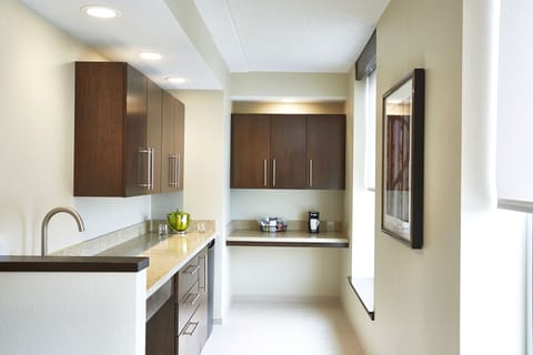 Suite, 1 King Bed, Accessible (Shower) | Desk, laptop workspace, blackout drapes, iron/ironing board