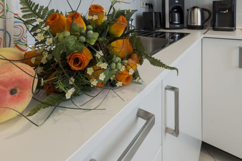 Deluxe Apartment | Private kitchen | Fridge, oven, dishwasher, electric kettle