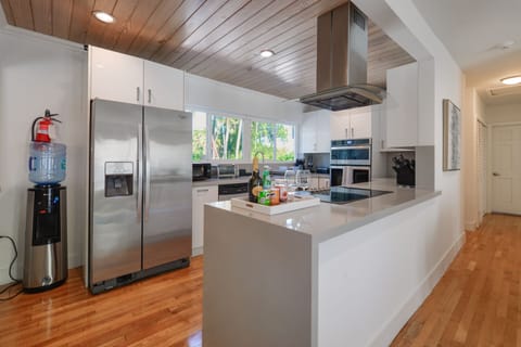 Deluxe Apartment | Private kitchen | Fridge, microwave, oven, stovetop