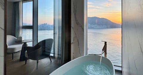 Hair dryer, bathrobes, slippers, bidet
