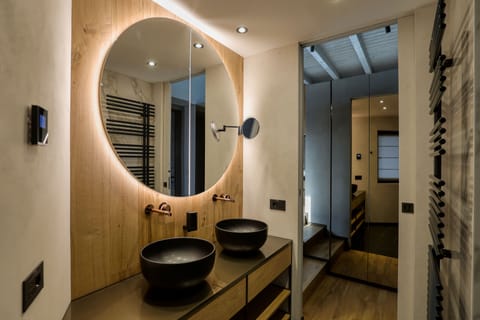 Rooftop Suite | Bathroom | Shower, rainfall showerhead, hair dryer, bathrobes