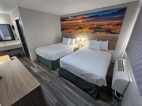 Room, 2 Double Beds, Non Smoking | Desk, laptop workspace, iron/ironing board, free WiFi