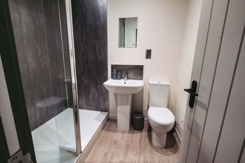 Executive Suite | Bathroom | Shower, rainfall showerhead, hair dryer, towels