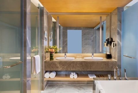 Deep soaking tub, free toiletries, hair dryer, bathrobes