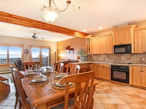 Mount Chapin S4 - Near the South Entrance to National Park - a SkyRun RMNP Property - Mount Chapin S4 - At the top of the stairs you'll find an open concept main level with kitchen, dining table with seating for six, and living room.