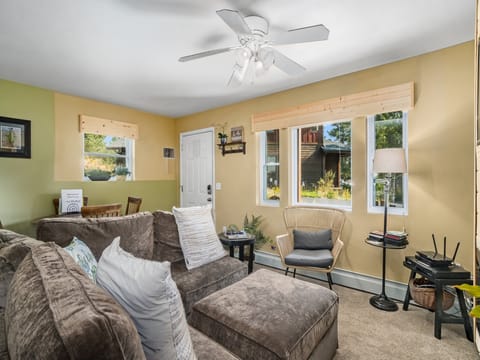 Wild Flower - Lovesac sectional in the living room that easily transforms into an additional sleeping area