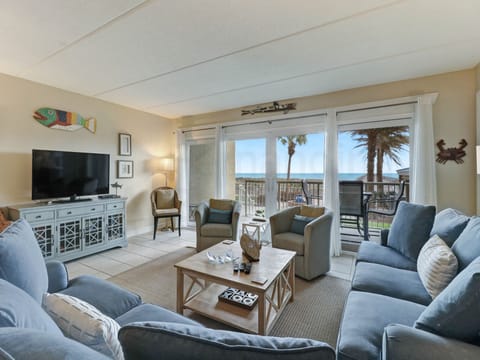 Living Room and Patio with Ocean View