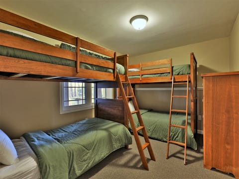 Bunk beds in the finished basement