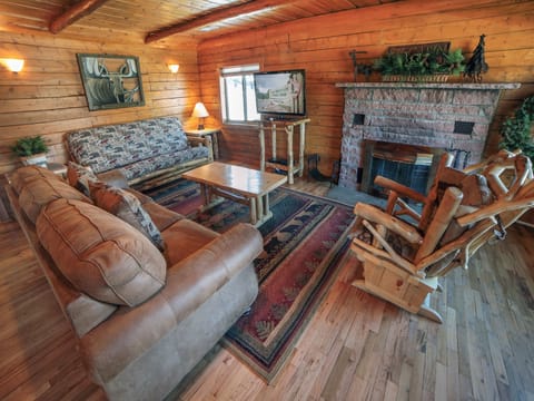 Living Room with Wood-Burning Fireplace