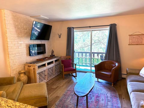 Living Room with Sliders to Deck