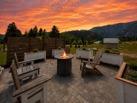 Patio with propane firepit and spectacular views
