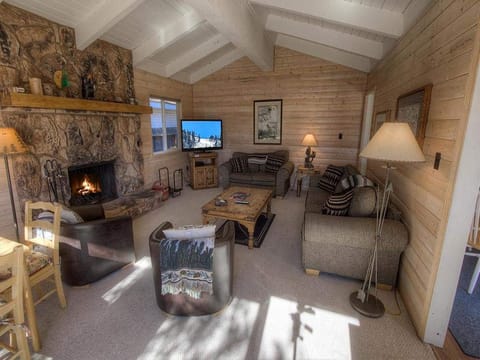 Living Room with Wood Burning Fireplace