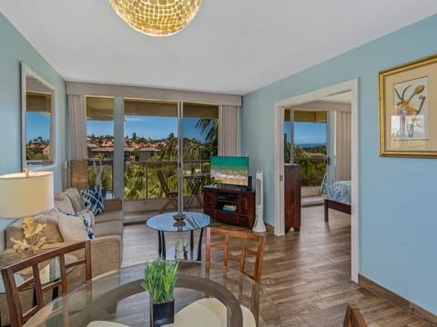 Look at those views from the living room and the bedroom!