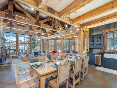 The open floor plan makes for excellent entertaining. Enjoy the views and fire place as well!