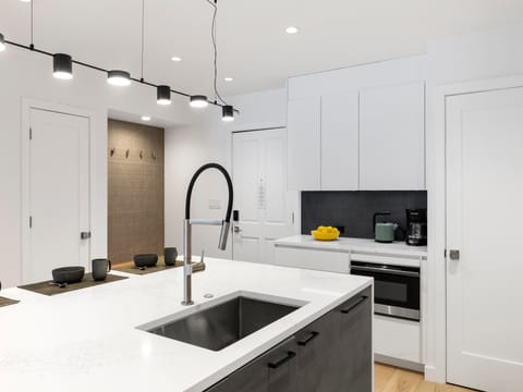 Clean bright new kitchen.