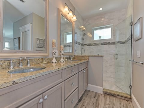 Spacious master bathroom with walk-in shower