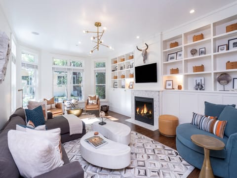 Living Area with Gas Fireplace for cozy evenings with family and friends.