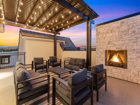 Top Floor Patio Deck and built in Fireplace