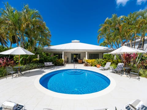 View of the large pool deck and property