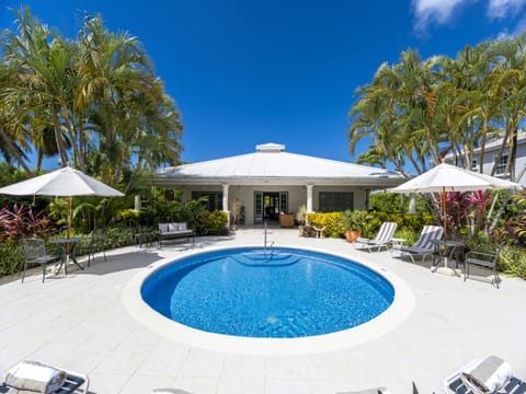 View of the large pool deck and property
