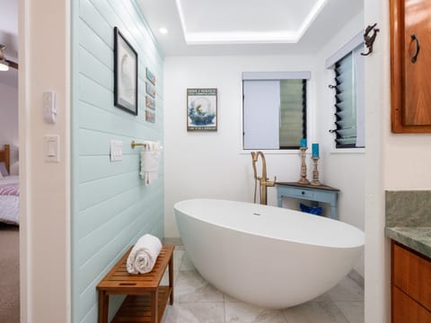 Relax in the soaking  tub