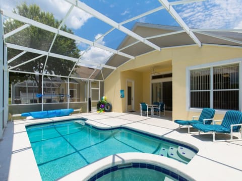 Relax in a private screened pool area with plenty of sunshine and shade.