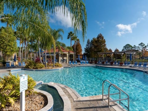 Large, family-friendly pool area with a shallow entry and plenty of space to relax and play.
