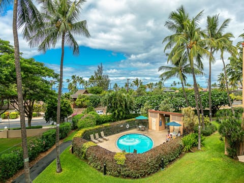 Three pools and tropical landscaping await