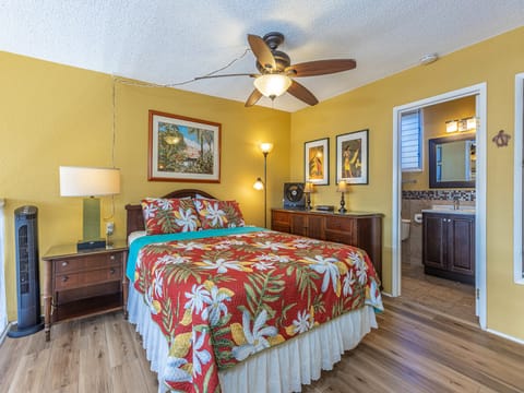 Spacious upstairs room designed for restful island getaways