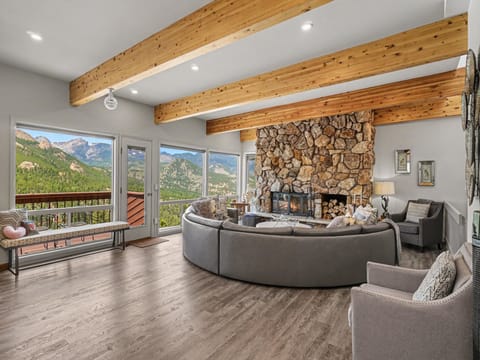 The property stands level with the western Continental Divide, offering panoramic vistas that capture Otis, Hallet, Flattop, Stone, Trail Ridge Road, and the Mummy Range of Rocky Mountain National Park.