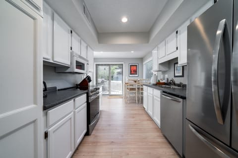 The kitchen has a secondary dining area