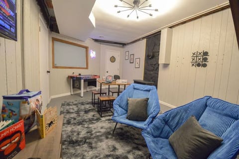 With Video games, board games, books & blocks for kids, air-hockey, dart-board and tic-tac-toe on the wall, you'll have fun in our game room for hours!