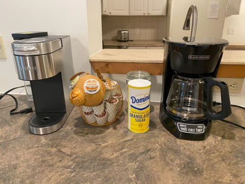 Imagine relaxing on the oversized deck with a nice cup of freshly brewed coffee.  Keurig and Coffee maker provided, please bring your choice of dairy or creamers